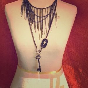 Funky Gunmetal necklaces -set of 2  - Fringe|Key